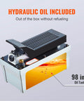 Air Hydraulic Pump, 10,000 PSI 1/2 Gal Reservoir, NPT 3/8" Oil Outlet, NPT 1/4" Inlet, 6.6 ft Pipe, Foot Actuated Hydraulic Pump Air Treadle, Grey, with hydraulic oil included.
