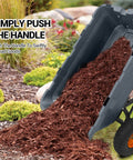 Heavy Duty Garden Dump Cart For Outdoors 800 Lb Capacity With Quick Release Dump And 10 Inch Flat Free All Terrain Wheels Utility Wagon spilling mulch