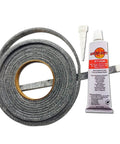 Self Stick Gasket Roll Half Inch By One Eighth Inch Grey For Grills And Smokers, Fifteen Foot Kit With Adhesive Tube, Nomex High Temp Blend And RTV Sealant