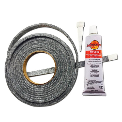 Self Stick Gasket Roll Half Inch By One Eighth Inch Grey For Grills And Smokers, Fifteen Foot Kit With Adhesive Tube, Nomex High Temp Blend And RTV Sealant
