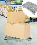 6 Pack Grey Plastic Pallets With Interlocking Design And Breathable Grid For Airflow, Lightweight Waterproof HDPE Floor Pads Storage Pads in warehouse scene