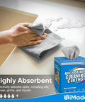 Microfiber Cleaning Cloths 100 Sheets 11x9 Grey Lint Free For Garage Auto Care wiping spill on surface
