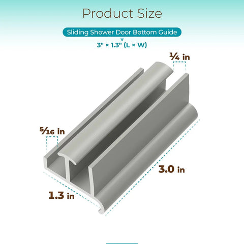 Sliding Shower Door Bottom Guide For Glass Sliding Doors Three Inches Long By One And Three Eighths Inches Wide Grey PVC