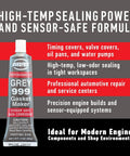 Heavy Duty High Temp RTV Silicone Sealant And Gasket Maker 650 Degrees F OEM Specified Sensor Safe tube product image