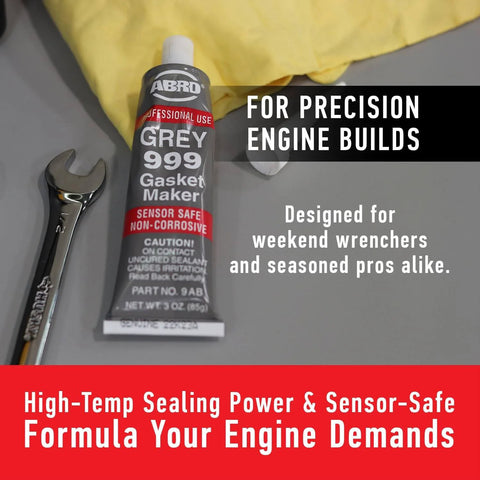Heavy Duty High Temp RTV Silicone Sealant And Gasket Maker 650 Degrees F OEM Specified Sensor Safe Non Corrosive Neutral Cure Low Odor 3 Oz Tube Grey Sealant For Head Gaskets Oil Water Anti Freeze Resistant next to wrench