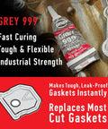 Heavy Duty High Temp RTV Silicone Sealant And Gasket Maker 650 Degrees F OEM Specified Sensor Safe Non Corrosive Neutral Cure Low Odor 3 Oz Tube Grey Sealant tube on engine gasket