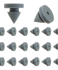 Grey Tapered Rubber Door Silencer Bumpers With Metal Spikes 20 Pieces 12mm Bottom Outer Diameter Ideal For Metal And Wooden Frames Noise Reduction High Temperature Resistance Durable Door Damping Protectors