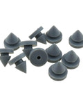 Grey Tapered Rubber Door Silencer Bumpers With Metal Spikes 20 Pieces 12mm Bottom Outer Diameter Ideal For Metal And Wooden Frames