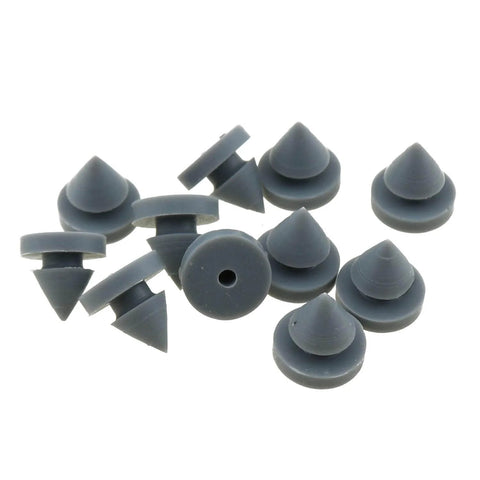 Grey Tapered Rubber Door Silencer Bumpers With Metal Spikes 20 Pieces 12mm Bottom Outer Diameter Ideal For Metal And Wooden Frames