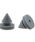 Grey Tapered Rubber Door Silencer Bumpers With Metal Spikes 20 Pieces 12mm Bottom Outer Diameter Ideal For Metal And Wooden Frames Noise Reduction High Temperature Resistance Durable Door Damping Protectors, showing two bumpers in plain view.