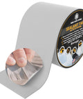 Sealant Tape With MicroSealant for instant roof repairs, leaksproof, weatherproof, grey, 2 inch by 25 foot, shown partially unrolled