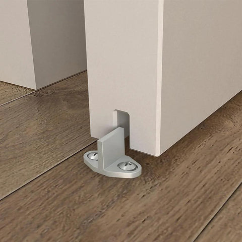 N187-090 V1070 Sliding Door Hardware Single Floor Guide for interior barn door kits in grey, keeps door aligned on track.