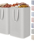 Two Pack Large Collapsible Laundry Hampers 80L Each Freestanding Waterproof Interior Foldable Laundry Baskets With Easy Carry Handles