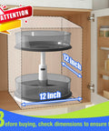 Two Tier Lazy Susan Turntable Organizer For Medicine Cabinet And Pantry Bottles, 11 Inch Grey, shown in kitchen cabinet