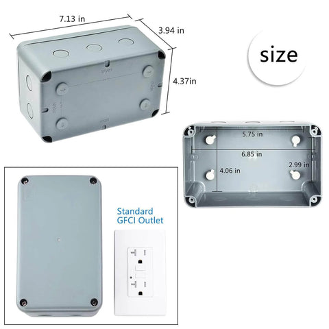 Outdoor IP66 Waterproof Electrical Junction Box Enclosure Built Tough From Fireproof Plastic, Weatherproof External Project Box With M20 1.5mm Cable Gland, Seven And One Eighth Inch Long By Four And One Half Inch Wide By Four Inch High, Grey