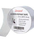 Grey Window Screen Repair Tape 2 Inch By 30 Foot Roll, strong adhesive fiberglass mesh for repairing tears and holes.