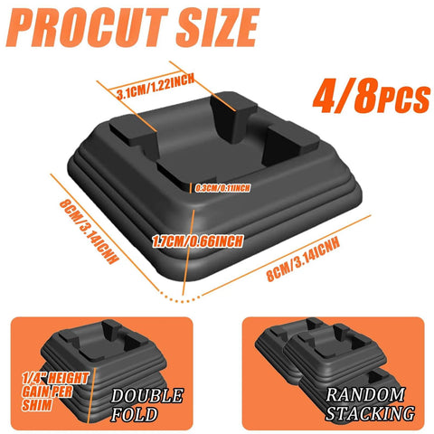 Four Pack One Quarter Inch Griddle Leveling Shims Kit For Blackstone Griddle Stackable Plastic Leveling Shims dimensions chart