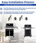 Grill Door Hinge Pin Kit 2 Pack With Adjustable Bolt And Lock Nut For Genesis Spirit Summit Series Grills, installation process shown.