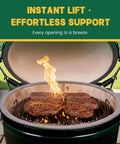Medium Green Egg grill with open lid, showing 2 Pack Hinge Springs For Medium Green Egg Grill 304 Stainless Steel Replacement Parts.