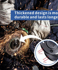 7-Piece 5/8-11 Grinder Nut Kit with Wrench includes heavy-duty design in use, showing sparks from grinding wheel.
