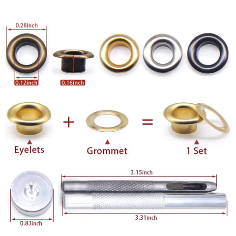 Grommet Kit For Leather And DIY Projects Bulk 800 Sets Of 3mm Eyelets In Four Colors Includes Punch Base And Install Tool For Quick Easy No Fuss Install On Clothing Bags And Crafts.