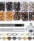 1/4 Inch Grommet Kit With 200 Sets Grommets Eyelets In Bronze Gunmetal Gold And Silver Includes 3 Piece Install Tool Kit And Sturdy Box For Shoes Clothes Bags And Crafts Perfect For DIY Projects And Repairs