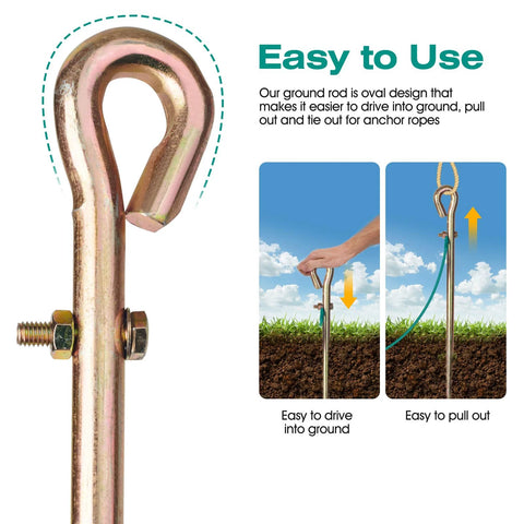 Portable Ground Rod Kit With Half Inch Diameter 18 Inch Long Ground Rod and 4 Foot 12AWG UL Listed Tinned Copper Wire diagram