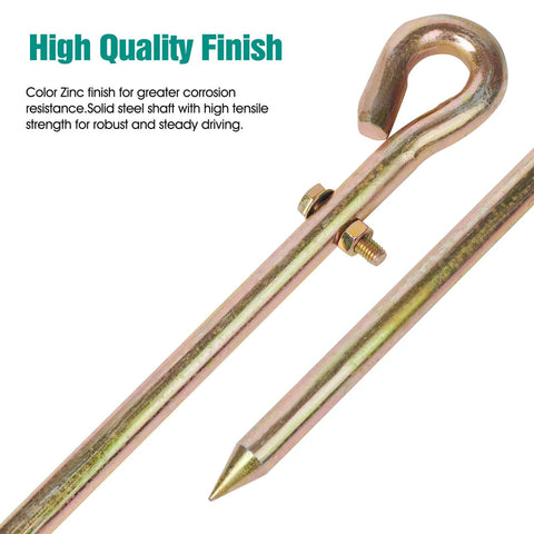 Close-up of Portable Ground Rod Kit with half inch diameter 18 inch long rod, showing zinc finish for fences and antennas.
