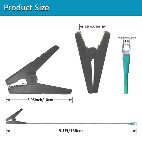 Portable Ground Rod Kit With Half Inch Diameter Eighteen Inch Rod And Five Point One Foot Twelve AWG UL Listed Ground Wire With Crocodile Clips