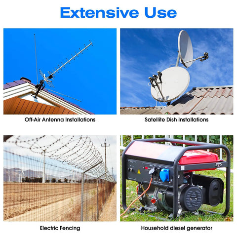 Portable Ground Rod Kit With Half Inch Diameter 18 Inch Long Ground Rod And 4 Foot 12AWG UL Listed Tinned Copper Wire for extensive use in antennas, fences, generators