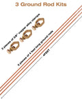 Three Pack Grounding Rod Kit With Copper Clamps, Four Feet Long, Three Eighths Inch Ground Rods For Electric Fences