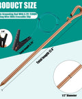Grounding Rod With Crocodile Clip Wire For Earthing And Grounding Systems For Electric Fences Generators And Antennas, 17.4 Inch Ground Rod With Oval Eye Design, Half Inch Diameter, Compatible With 12 AWG Wire, 6.2 Ft Clip Wire