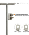 Five Eighth Inch Thirty Two Inch Grounding Rod Hot Dip Galvanized Steel with T-handle and Ring Terminal Connector Lugs UL Listed