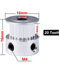 GT2 20-Tooth Aluminum Timing Pulley With 5mm Bore For 6mm Belt Width, Synchronous Wheel For RepRap And Prusa I3 3D Printers