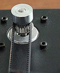 Installed GT2 20 Tooth Aluminum Timing Belt Pulley with 5mm Bore for 6mm Wide Belts on a machine, showing high precision machined fit.