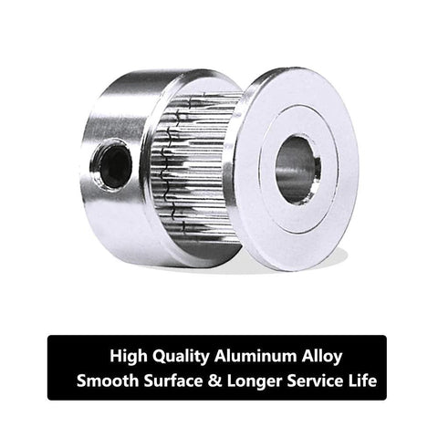 GT2 20-Tooth Aluminum Timing Pulley With 5mm Bore For 6mm Belt Width, close-up view of precision machined aluminum pulley.