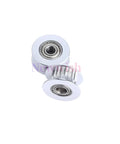 GT2 Idler Pulley 20 Teeth Bore 5mm Width 6mm aluminum oxidation finished for 3D printer, pack of 10, close-up view showing teeth and bearings.