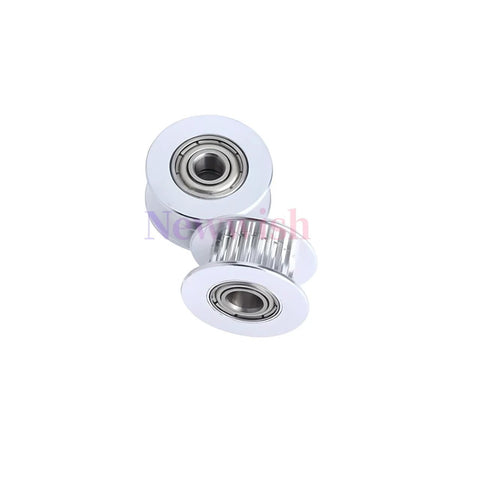 GT2 Idler Pulley 20 Teeth Bore 5mm Width 6mm aluminum oxidation finished for 3D printer, pack of 10, close-up view showing teeth and bearings.
