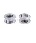 GT2 Idler Pulley 20 Teeth Bore 5mm Width 6mm For 3D Printer Aluminum With Oxidation Finished Surface shown in set of two.