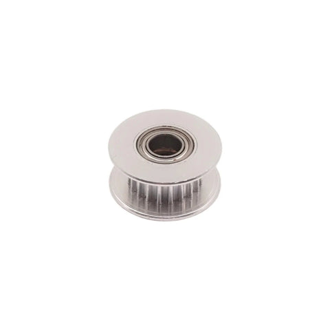 GT2 Idler Pulley 20 Tooth 5mm Bore For 6mm Width Timing Belt Aluminum With Oxidation Treated Finish shown in close-up view