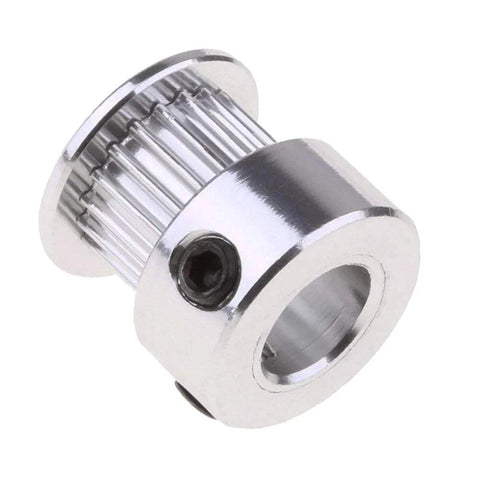 Close-up of GT2 Timing Belt Pulley 20 Teeth 8mm Bore Aluminum Synchronous Wheel for 3D Printers, high precision machined finish
