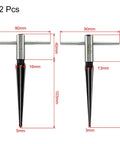 Two-piece Guitar Bridge Pin Hole Reamer Set With T-Handle, 2-Piece HSS Tapered Reamers For Precise Woodworking, dimensions labeled