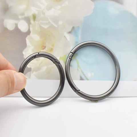 6 Pcs 3 Inch Large Round Carabiners Clips, Metal Trigger Spring Snap Hooks With O Rings, Gun Black Finish, Jewelry Making