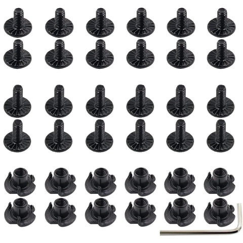12 Sets Black Gun Holster Screws and Anti-Slip 3 Prong T Nuts Kit for Safariland QLS System 8-32 UNC X 5/16 and 3/8 displayed