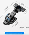 2pcs 105 Degree Soft Close Hinges, Fully Covered Frameless Cabinet Hinge, 3D Adjustable European Style, Gun Color, dimensions labeled.