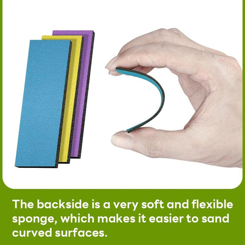 Hand bending Gundam Model Sanding Sponge Kit 400 To 1200 Grit Wet Dry Reusable 30 Sheets showing flexible curved surface use