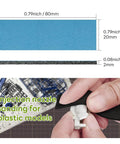 Close-up of Gundam Model Sanding Sponge Kit 400 To 1200 Grit Wet Dry Reusable 30 Sheets used on plastic model showing dimensions.