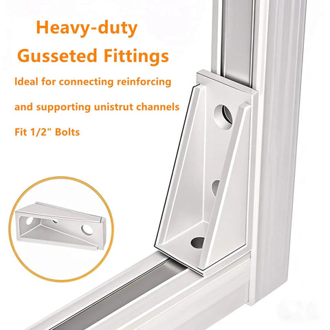 90 Degree Gusseted Fitting For 1 5 Eighths Inch Strut Channel With 3 Hole Heavy Duty Steel Right Angle Brackets