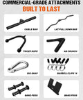 Commercial-grade attachments for 3 In 1 Pulley Station For Home Gym With Lat Pulldown, Low Row, AB Crunch, and Cable Row