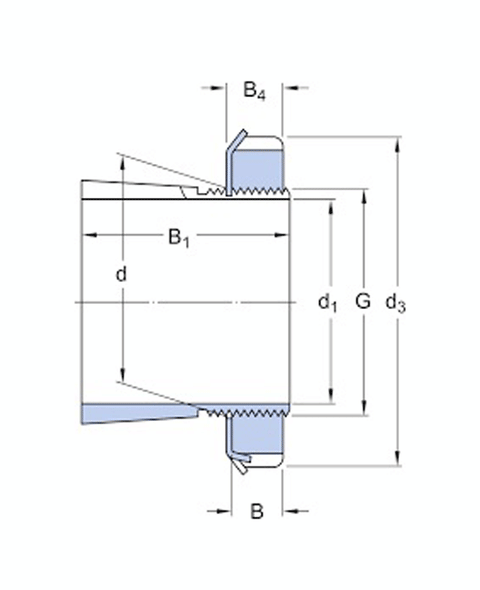 H314 Bearing Adapter Sleeve with Lock Nut & Washer dimension diagram showing measurements for mounting and positioning.